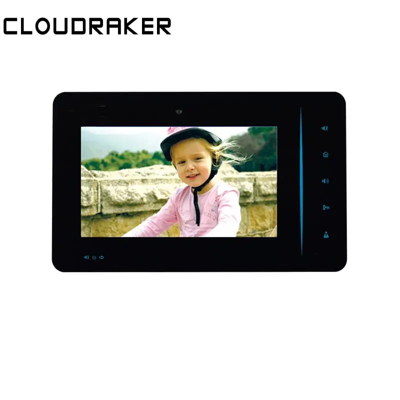 

CLOUDRAKER 7 inch Indoor Monitor Video Door Phone Black Doorbell Intercom System Unlock Memory Photo Take