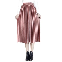 Все сезоны Женская мода Высокая талия эластичная талия длинные плиссированные юбки сплошной цвет Повседневные Вечерние плиссированные юбки