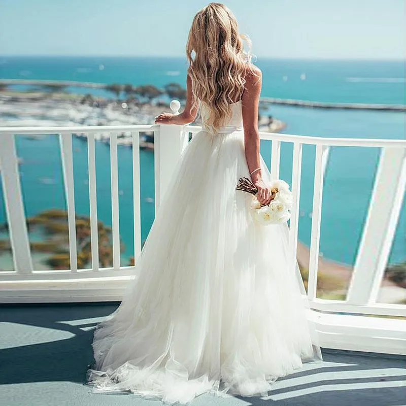 simple white beach wedding dress