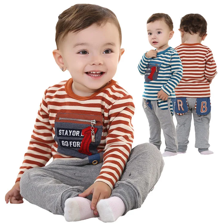 

Anlencool new casual striped two-piece suit Children baby clothing free shipping brand baby bodysuits baby boy clothing set