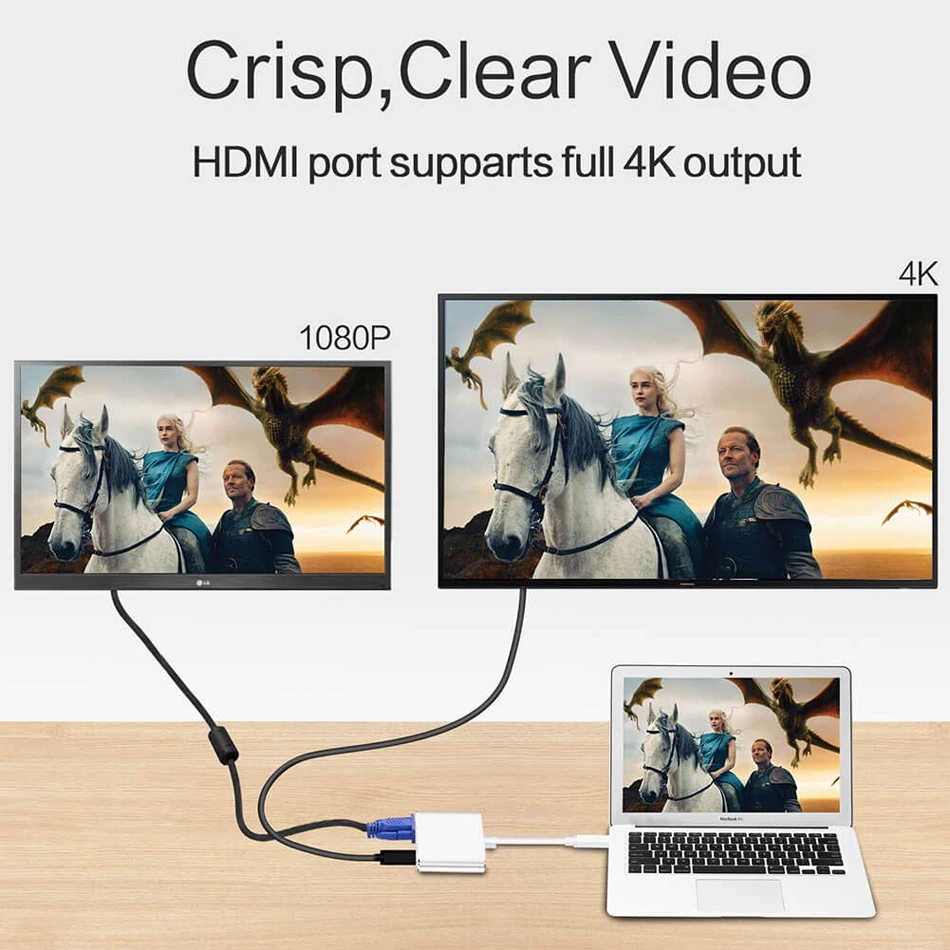 USBC к HDMI 4K 30 Hz VGA адаптер USB 3 1 Type C видео конвертеры для нового Macbook Pro/Chromebook Pix|Кабели