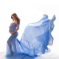 2019 Summer Maternity Photography Dresses Pregnant Photo Shoot Long Chiffon Dress Slip Fitting Pregnancy Gown Baby Shower Dress