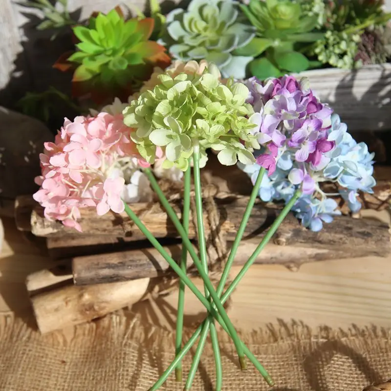 pink silk hydrangeas artificial flowers wedding flowers for bride hand silk Hydrangea fake flowers white home decoration (7)