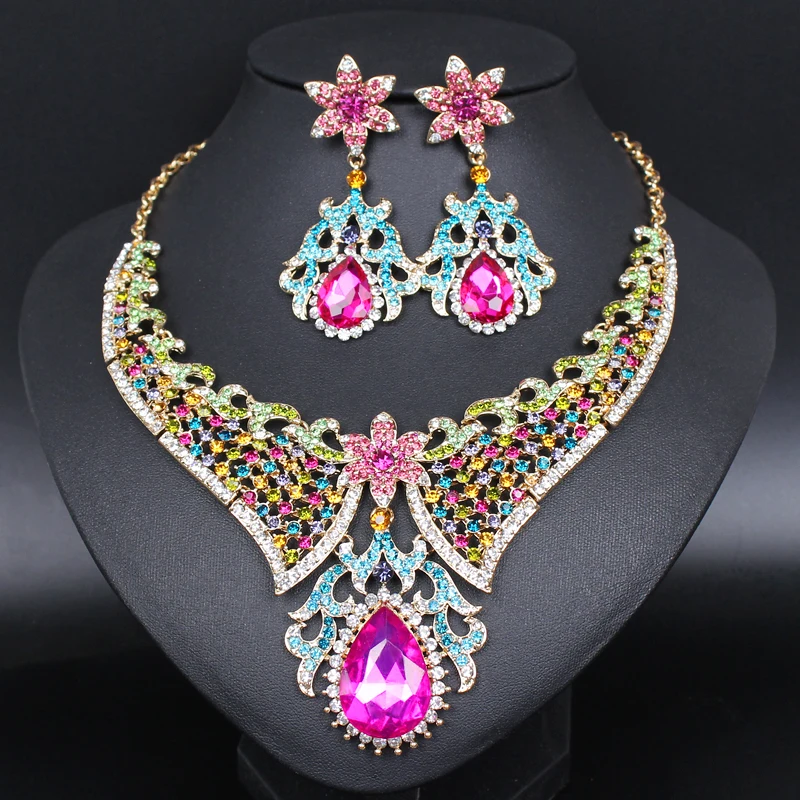 Buy Fashion Crystal Necklace Earrings Sets Indian