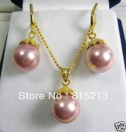 

ddh00231 Pink South sea Shell Pearl Earrings Necklace Pendant Setet