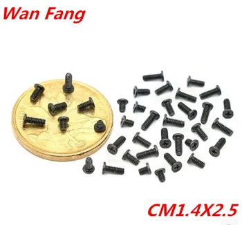 

1000pcs M1.4*2.5 CM type Thin flat head philips machine screw phone screw steel black zinc plated