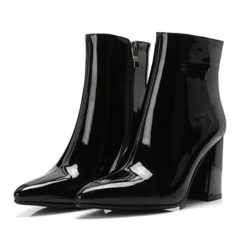 

2018 New Women Boot Autumn Winter Short Boots Women High Heel Shoes Martin Boots Women Ankle Boots Black Women Shoes Plus size