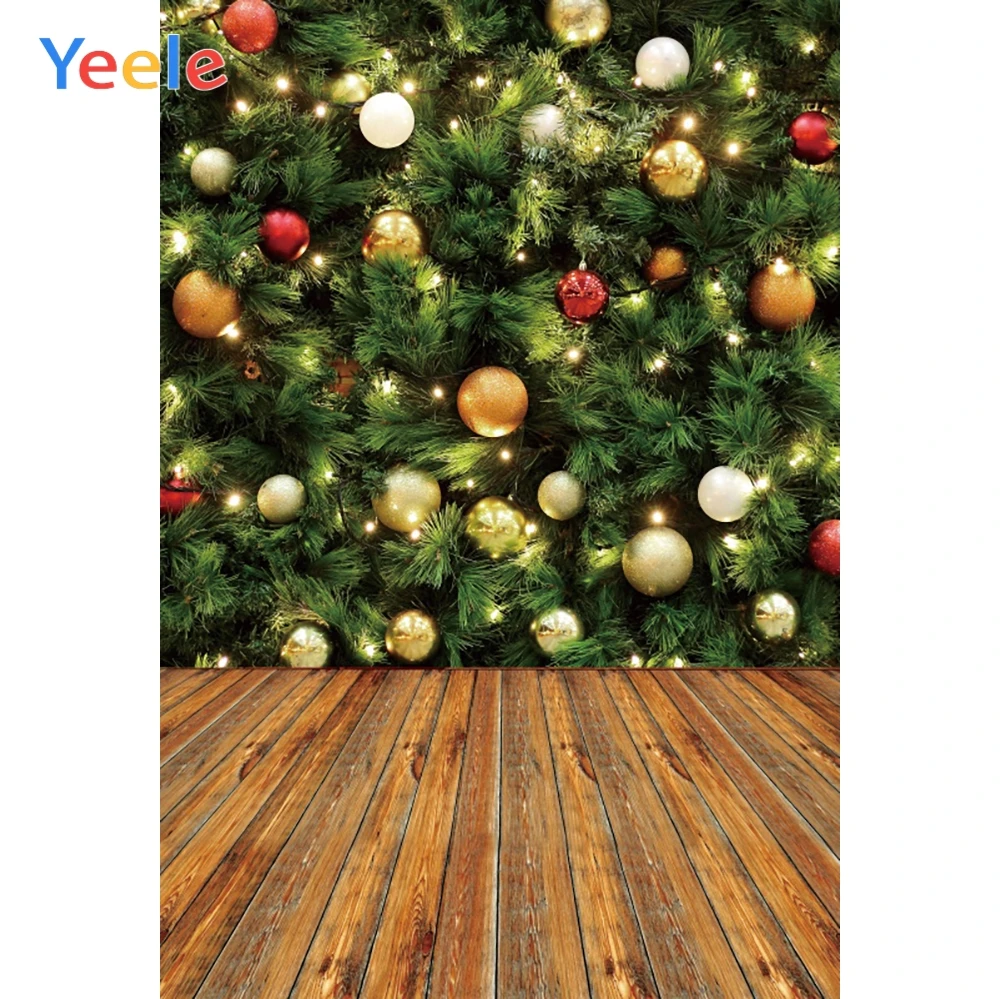 

Yeele Photography Backdrops Green Christmas Trees Ball Wood Professional Camera Photographic Backgrounds For The Photo Studio