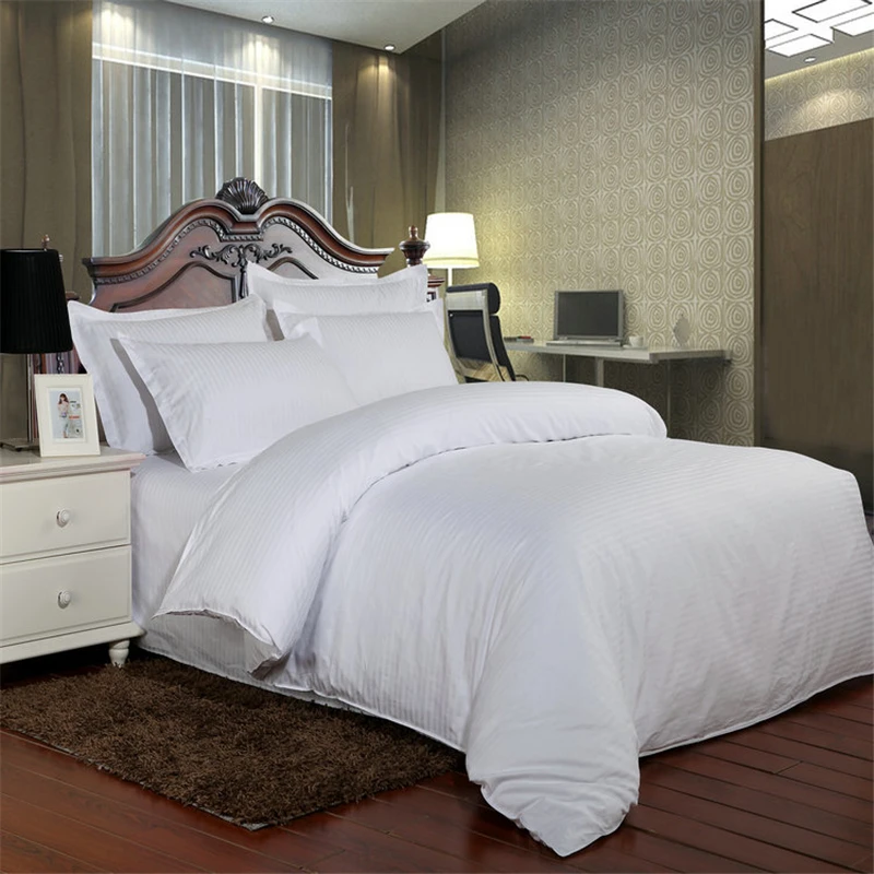 

Hot Sale 60s Pure White Stripes Hotel Duvet Cover 100% Satin Cotton Quilt Cover 160x210cm/180x220cm/200x230cm/220x240cm Sizes