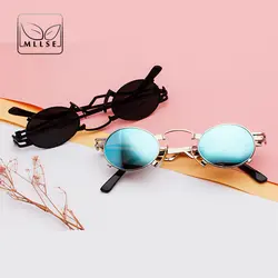 MLLSE бренд нейтральные солнцезащитные очки для Для женщин Для мужчин в стиле ретро панк Овальный стильный зеркало в раме элегантный