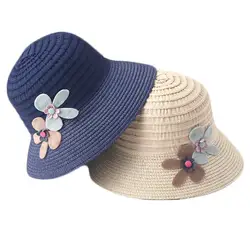 2019 летние дети цветочный соломенные шляпы «Fedora» шляпа детский козырек пляжная Солнцезащитная шляпа для маленьких девочек Sunhat широкие