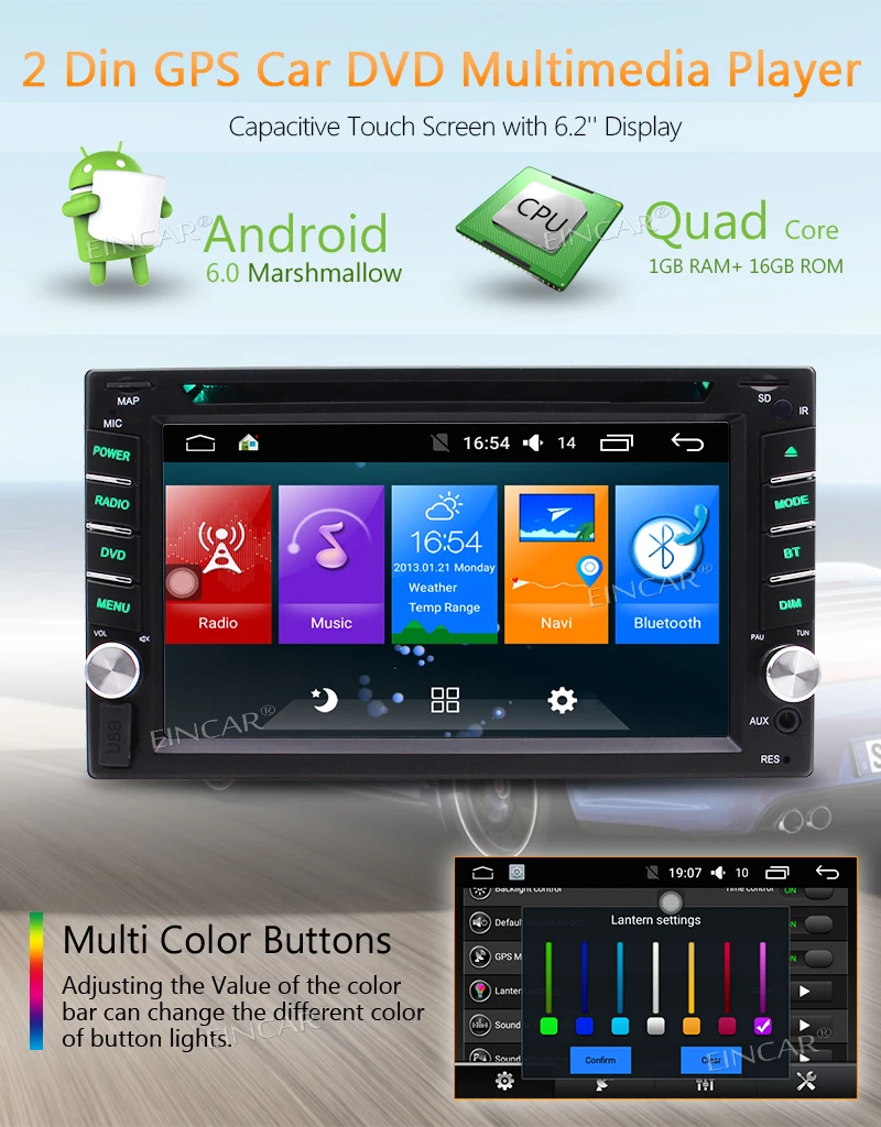 Perfect Car Stereo Video Player for Universal Vehicles Quad Core Double din in Dash 800*480 Screen Autoradio Support GPS Navigation Blue 1