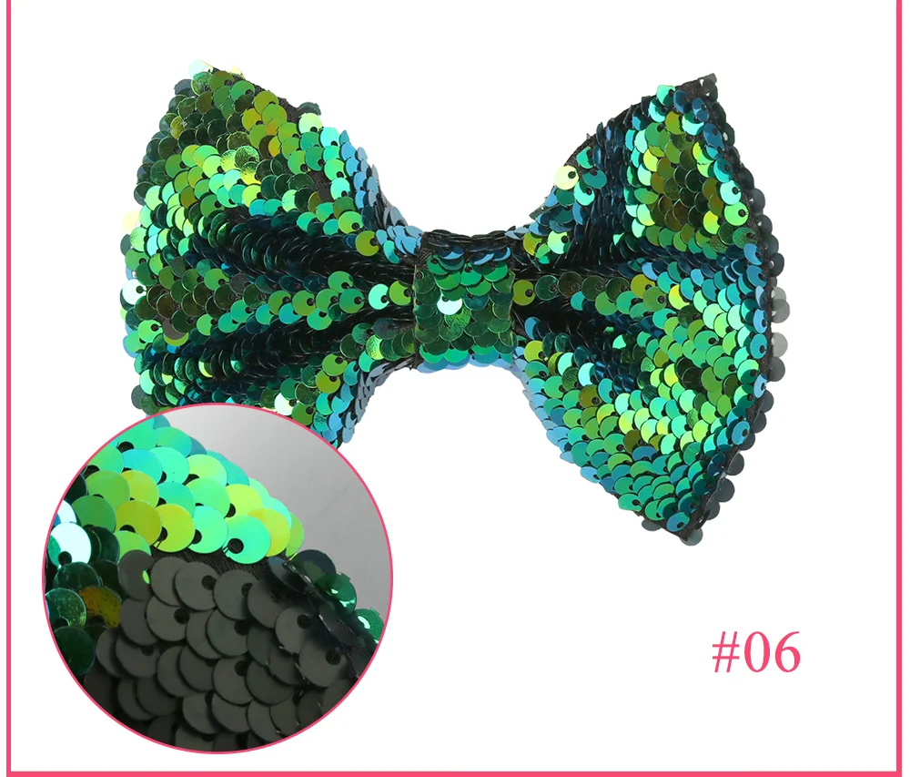 10pcs/lot 5" Big Reversible Sequin Bows With Clips Blingbling Rainbows With Alligator Clips Glitter Bows Hairpin