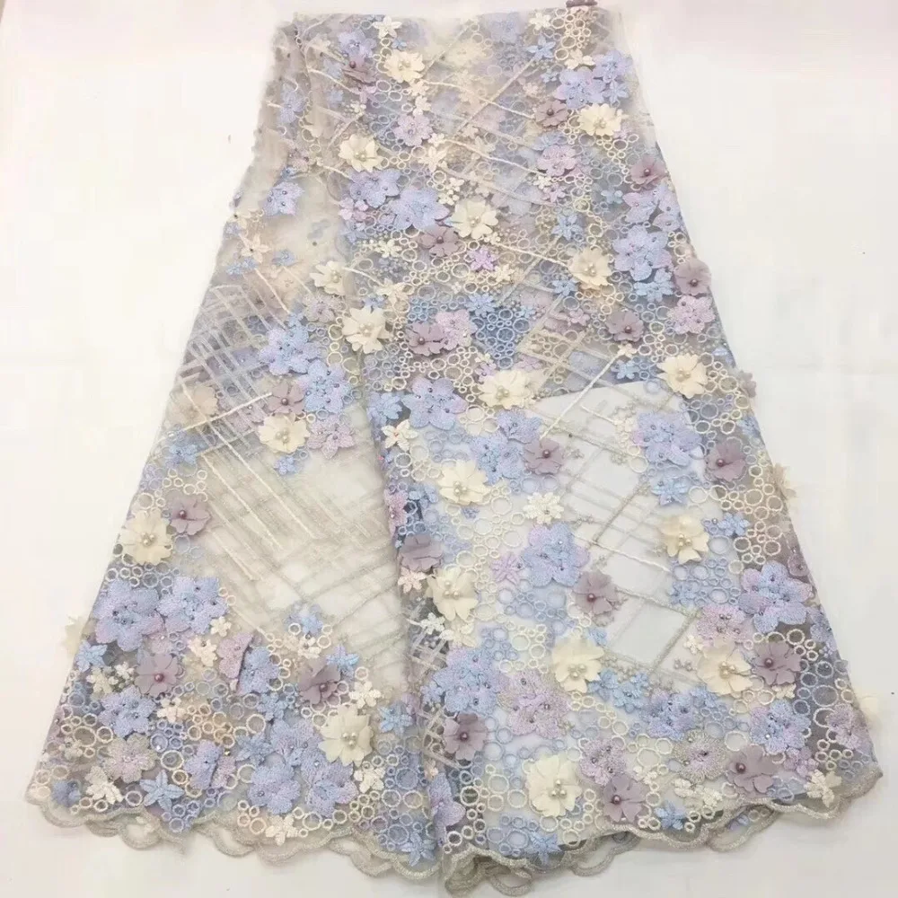 

New arrive Pretty Heavy Hand-Made african lace fabric with Beads embroidery french tulle lace fabric