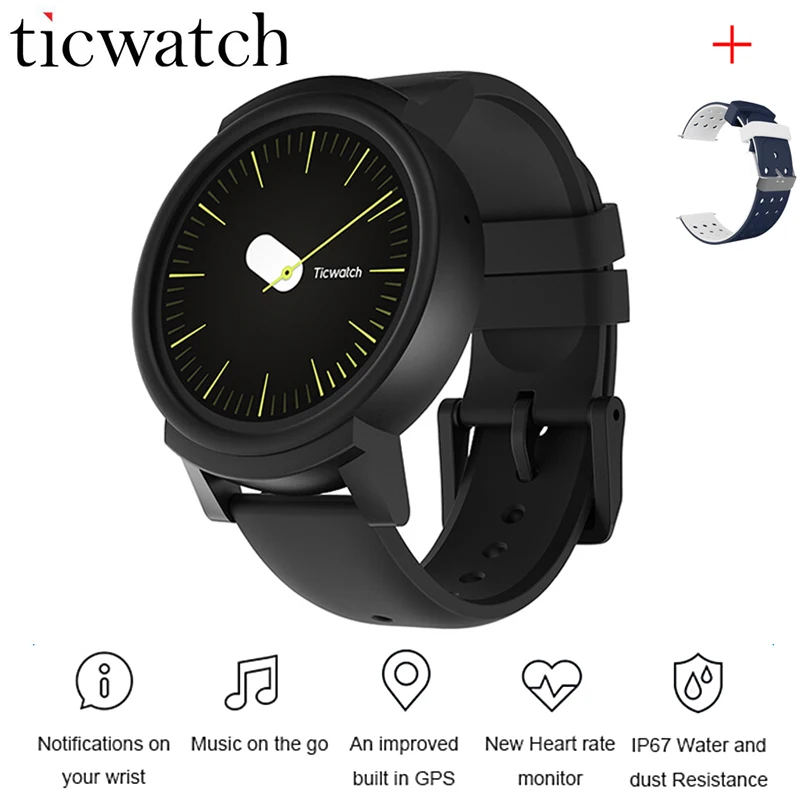 

Ticwatch E Expres Smart Watch Phone Android Wear OS MT2601 Dual Core Heart Rate Monitor WIFI GPS Waterproof + One Free Strap
