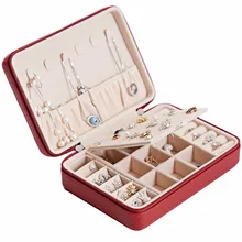  NoEnName Travel Ring Necklace Bracelet Jewelry Box Organizer Leather Jewellery Ornaments Case Storage Portable 
