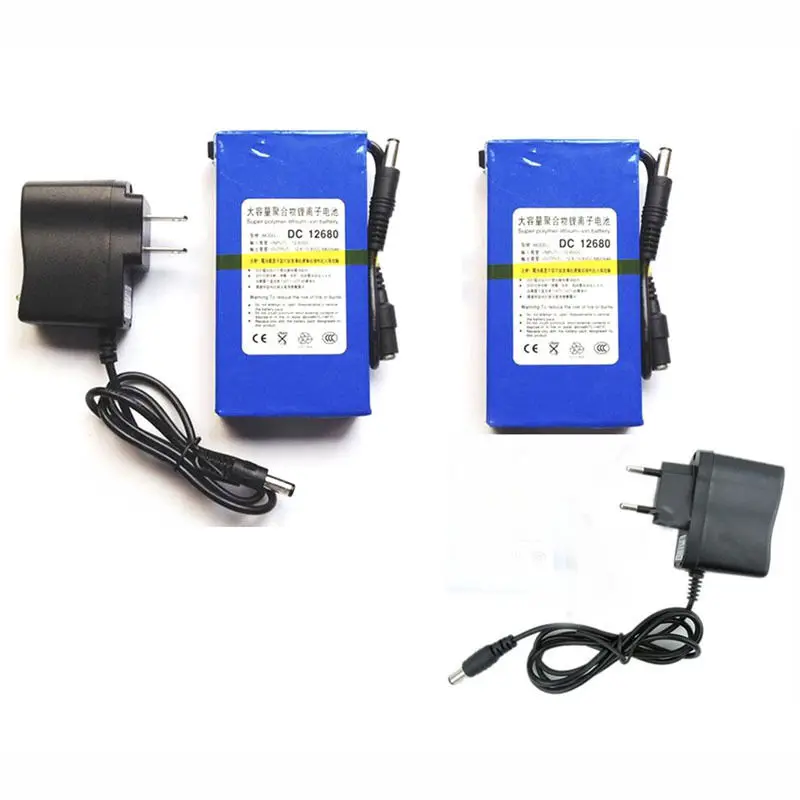 US/EU Plug DC 12680 DC 12V 6800mAh Portable Li ion Rechargeable Polymer