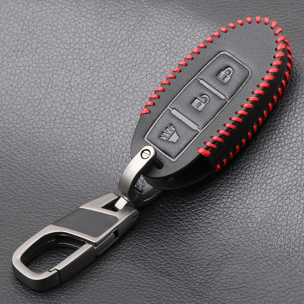 VCiiC Leather Men Car Key Smart Case Cover Key chain For Nissan X trail