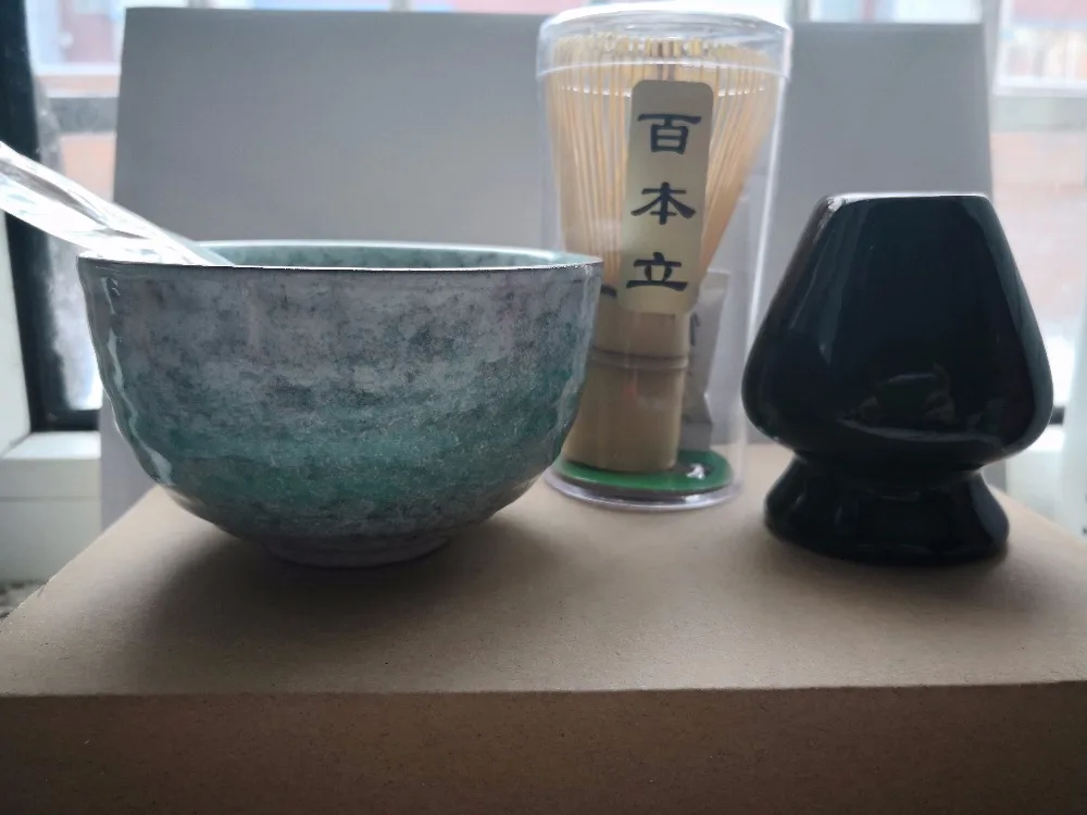 Японский ручной работы Batidor комплект маття Maccha венчик чайный сервиз, четыре шт фарфоровый бамбуковый чайный сервиз