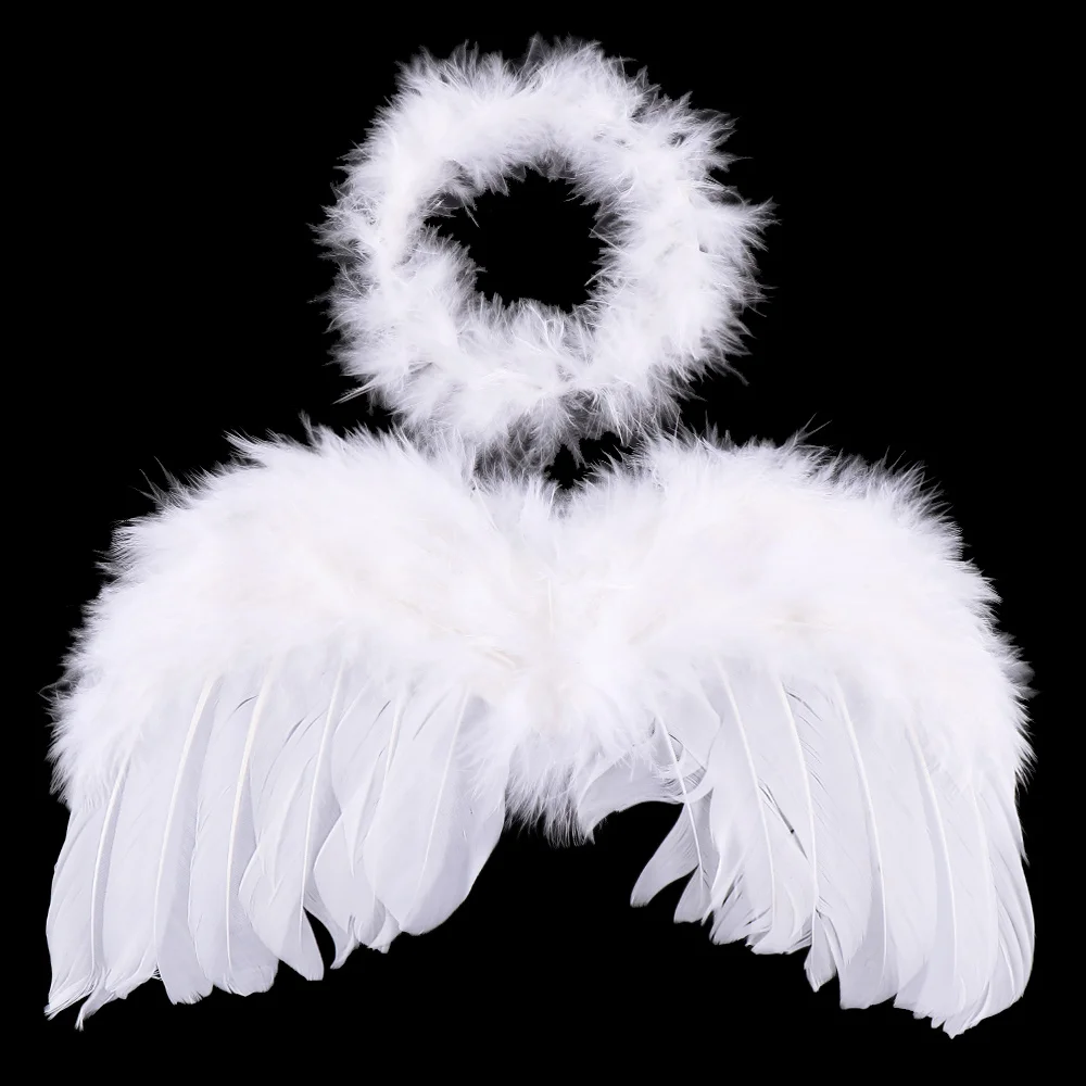 

1 set Lovely Headwear Baby Kids White Angel Wings Feather Headband For Birthday Party Decoration And Photo Prop Household