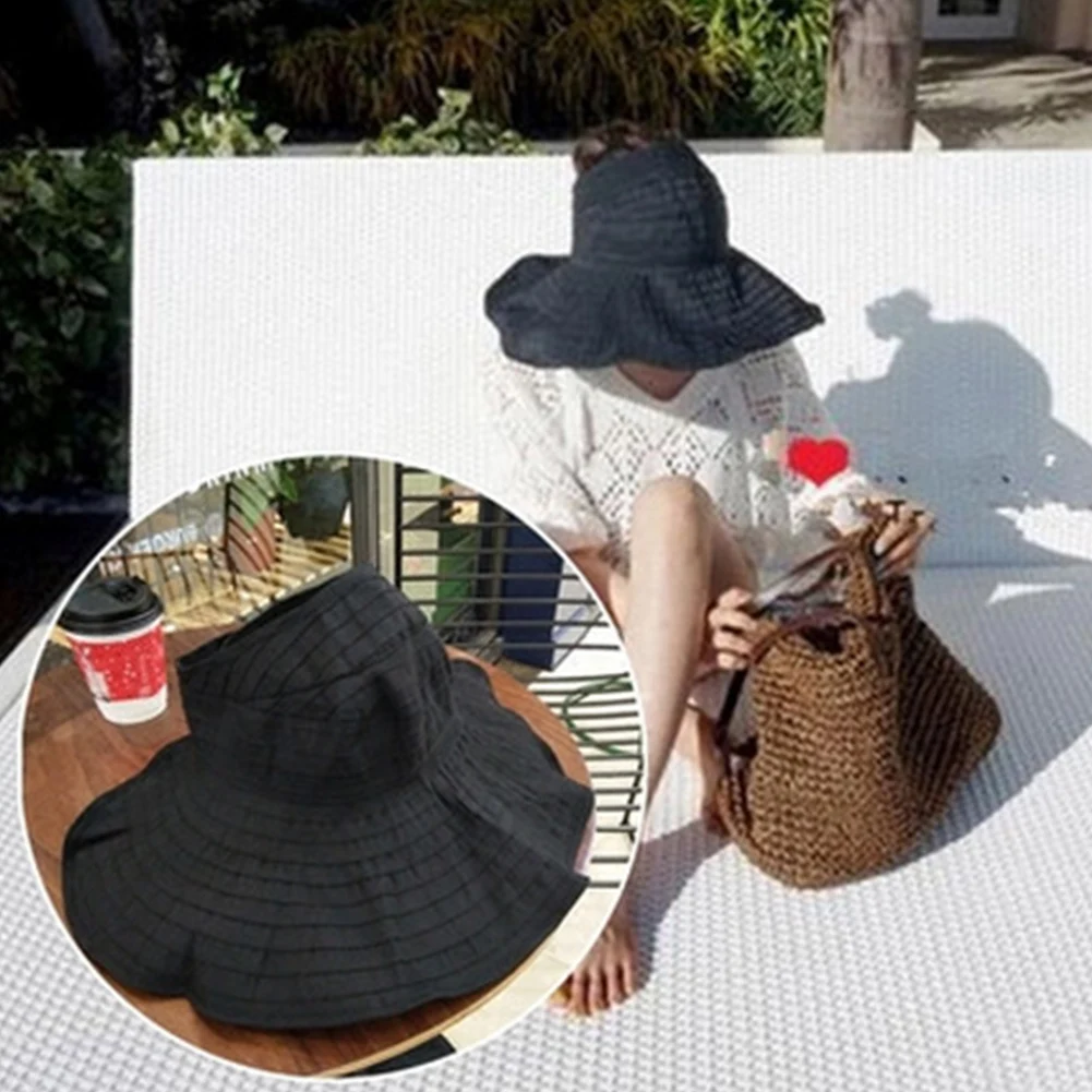

Casual Beach Ladies Floppy Outdoor Seaside Bowknot Summer Caps Travel Foldable Visor Wide Brim Sun Hat Cotton