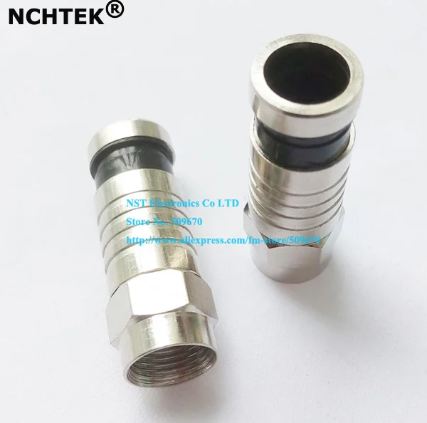 NCHTEK RG6 F CONNECTOR COAX COAXIAL COMPRESSION FITTING Push & Seal F