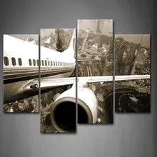 4 Panels Canvas Photo Prints Aircraft Wings Wall Art Picture Canvas Paintings Wall Decorations ArtworkPaintings