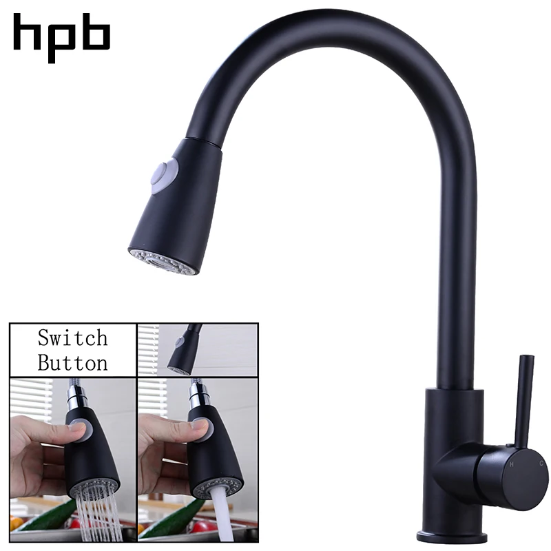 HPB кухонный кран выдвижной лакированный смеситель для раковины с одной ручкой на