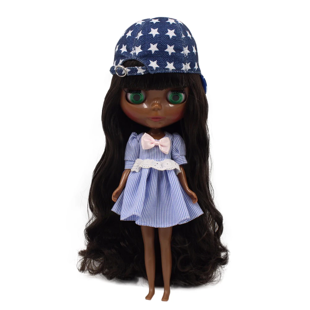 

fortune days factory blyth doll super black skin tone darkest skin long black hair 280BL950 normal body 1/6 30cm