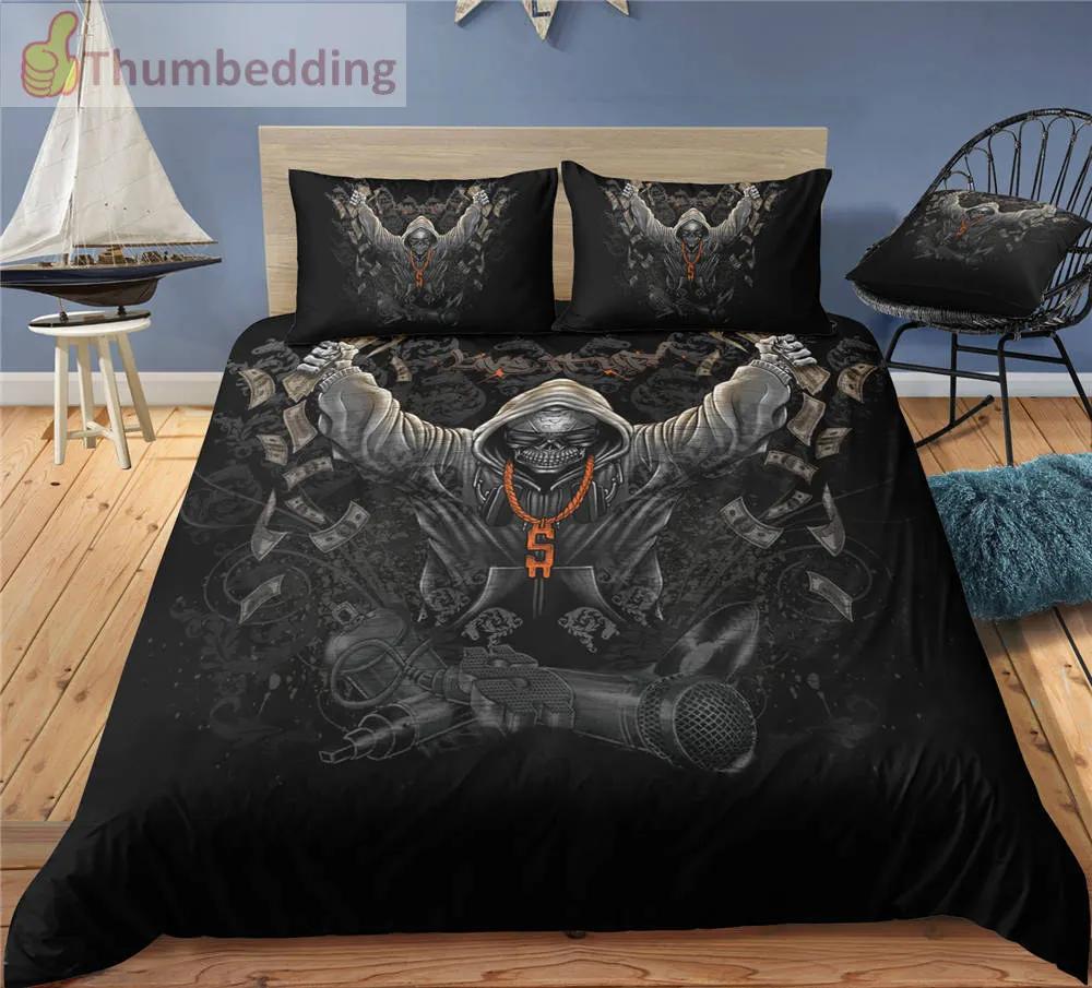 

Thumbedding US Dollars Newly Designed Skull Bedding Set Popular Duvet Cover Set Exciting Decorative Bedclothes For Bedroom 3pcs