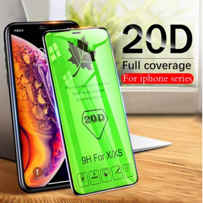 20D изогнутое закаленное стекло для iPhone 7 8 6 6S Plus Защита экрана 11 Pro Max X XS XR защитное |