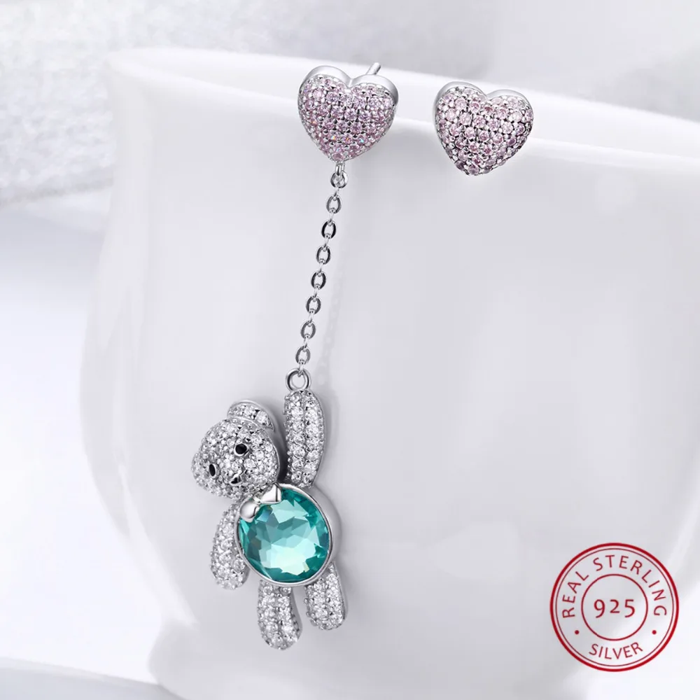 

Unique Cute Small Bear Paved Luxury CZ 925 Sterling Silver Stud Earrings For Women Girls Piercing Jewelry Orecchini Aros Aretes