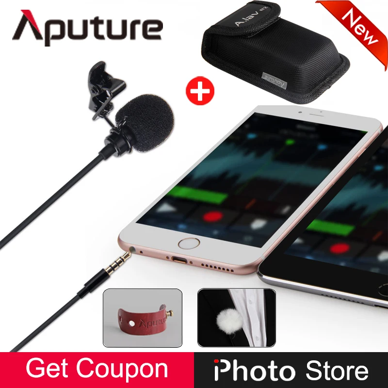 

Aputure A.lav ez Omni Directional Phone Lavalier Microphone for iPhone Samsung HTC Smartphone Film Interview Audio Recording Mic