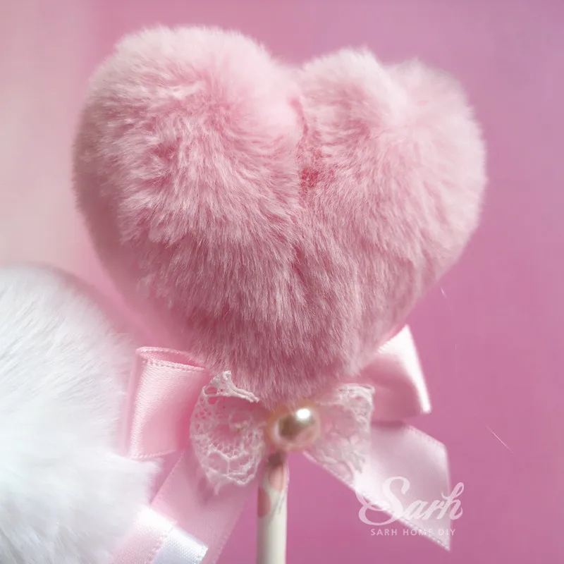 Ins Bling розовый синий кролик Hairball Сердце торт топперы для ребенка день рождения украшения десерт прекрасный подарок