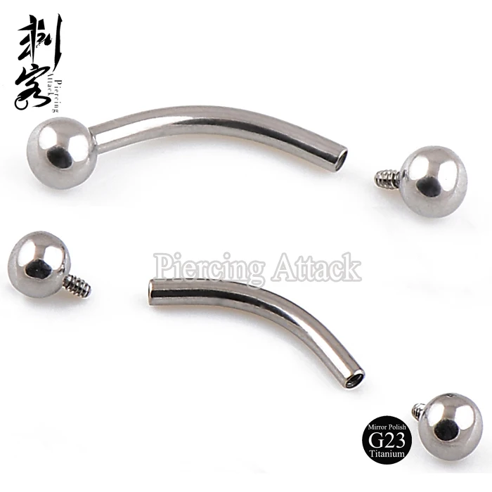

Highly Polished G23 Titanium Body Jewelry Titanium Banana Internally Threaded The Thread Integrated