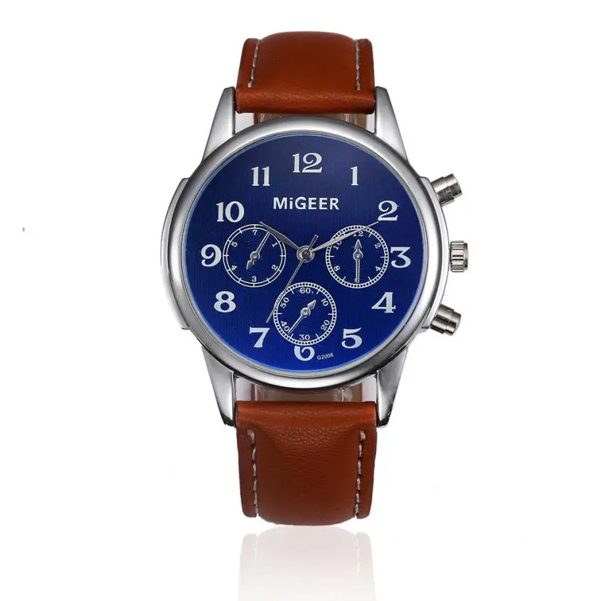 Quartz Watches Men Quartz Wristwatches Handsome Simple Men Watch Leather Band Stainless Steel