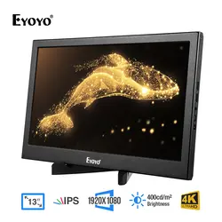 Eyoyo 13,3 "ips CCTV монитор PS3 PS4 Xbox One Xbox 360 WiiU 1920x1080 Дисплей для Raspberry Pi Поддержка 4 К HDMI Вход Экран