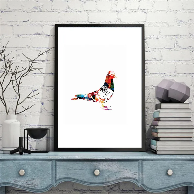 

HAOCHU Watercolor Peace Pigeon Impressionist Little Bird Print Canvas Painting Modern Abstract Wall Poster Home Decor No Frame