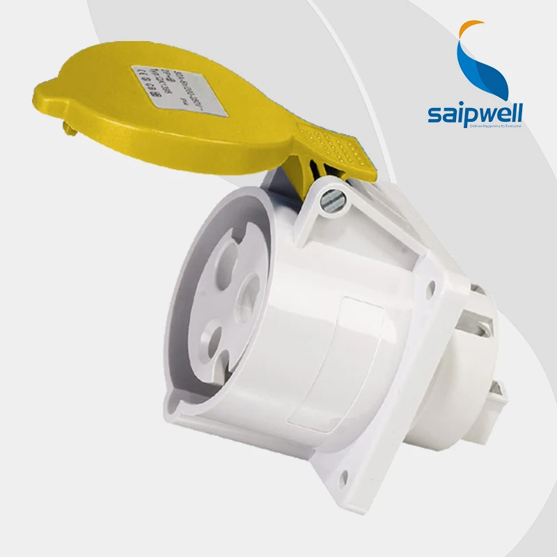

Wholesale Saipwell SP1365 3 Pin IP44 110V 16A Japanese Voltage electric plug panel socket terminal from China connector export
