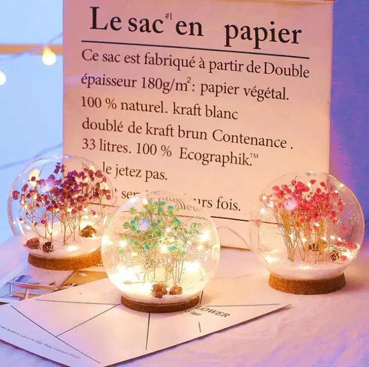 

Ins Net Red Girl Heart LED Color Lamp Room Arranged with Plastic Crystal Ball Small Fresh Decorative Battery Lamp