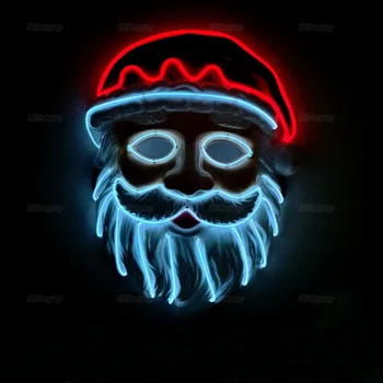 

Santa Claus Face Mask Wire Flash Mask with 3V Voice Controller Neon Cold Light Mask Christmas Favors