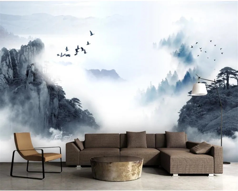 Beibehang Modern Home Decoration 3d Photo Wallpaper Chinese Ink Landscape  Smoke Background Wall Painting Wallpaper Living Room - Wallpapers -  AliExpress