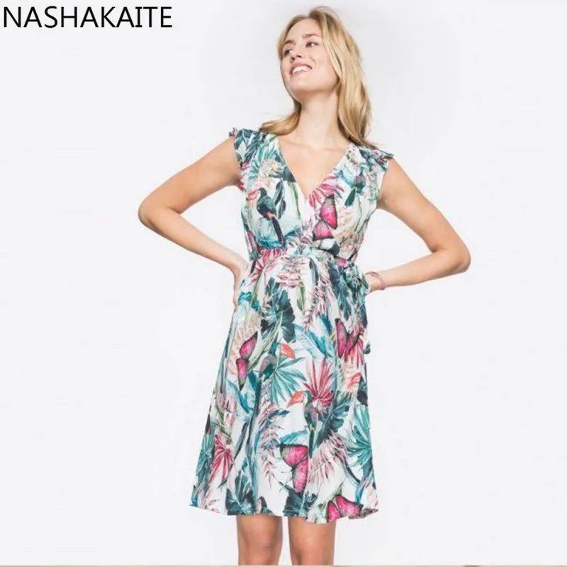 NASHAKAITE/Семейные комплекты; модное Плиссированное мини-платье с v-образным вырезом и цветочным рисунком; Vestidos mae e filha; платья для мамы и дочки