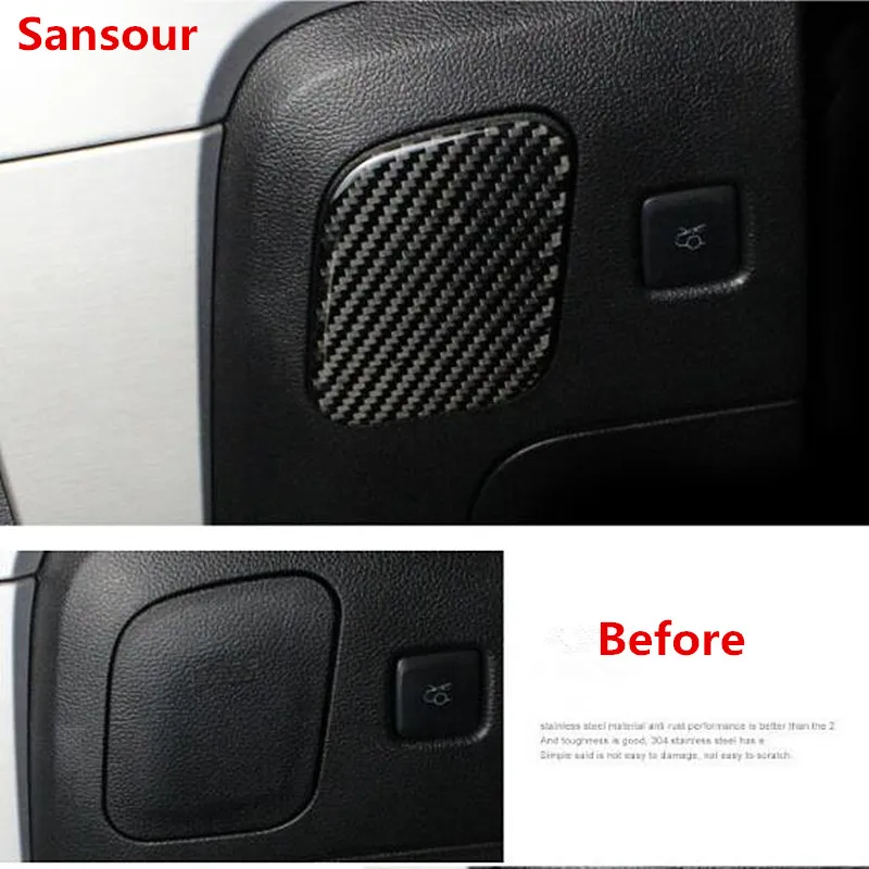 Adesivo Per Scatola Di Immagazzinaggio Della Posizione Del Conducente In Fibra Di Carbonio Sansour Per Ford Mustang Car-Styling 2015 2016 17 18 19 Acc