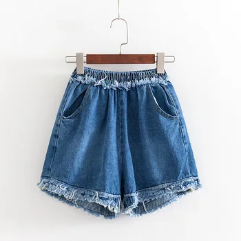 

5XL Denim Shorts Plus Size Women Summer 2019 Elastic High Waist Casual Loose Solid Shorts Female Oversized Fashion Brand Shorts