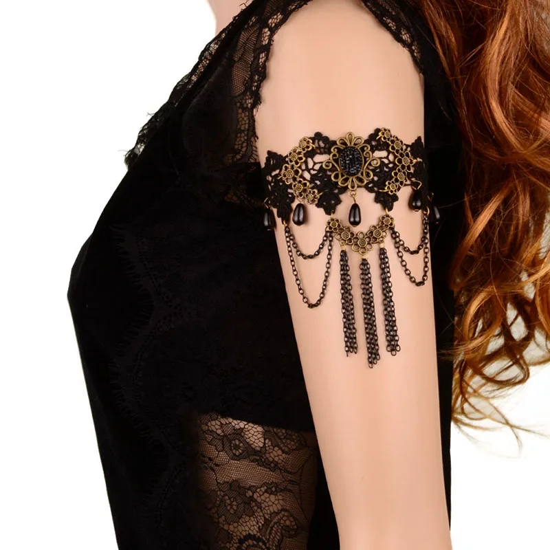 Lace Brozen Upper Arm Cuff Armlet Armband Bangle Delicate Women Lady Personality Punk Gothic