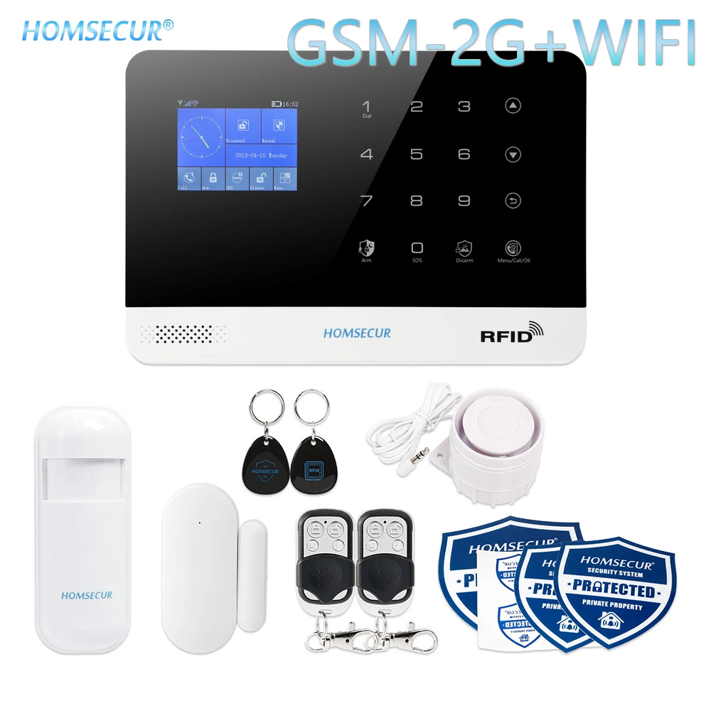 Homsecur беспроводный ЖК дисплей 2 г/GSM Wi Fi дома охранной сигнализации системы + IOS/Android APP (EN/DE/ES/RU/FR/PL/PT/IT меню регулируемый)