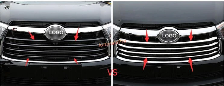 Chrome Front Center Grill Grid Grille Cover Trim 4pcs for Toyota Highlander 2014 2015 2016 цена Chrome Front Center Grill Grid Grille Cover Trim 4pcs for Toyota Highlander 2014 2015 2016 цены онлайн