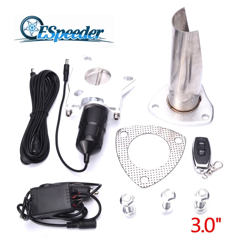 ESPEEDER 3 Inch Electric Stainless Exhaust Cutout With Remote Control