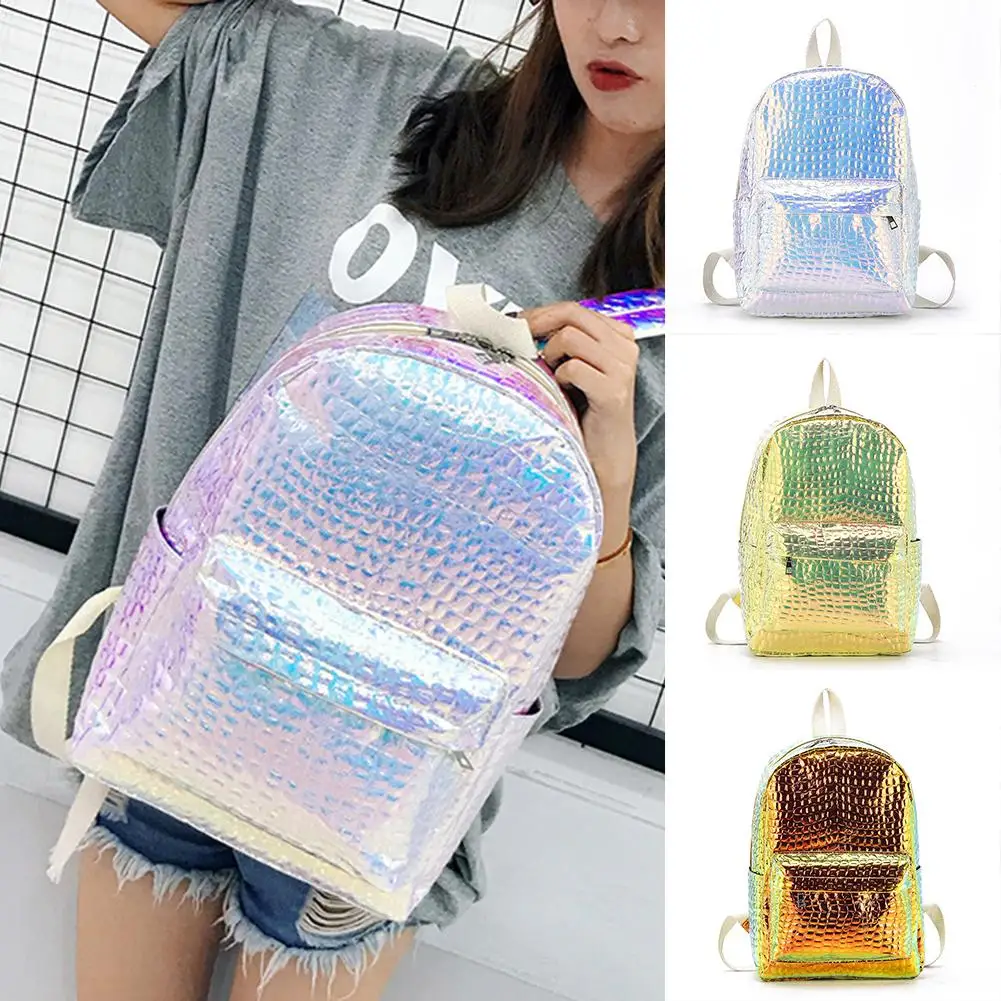 

Shiny Leather Women Backpack Large Capacity Travel Bag School Shoulder Bag High Quality